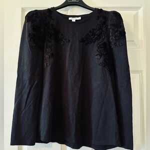 Chico’s Elegant Black Floral Women's Top with applique Size 1 (M)